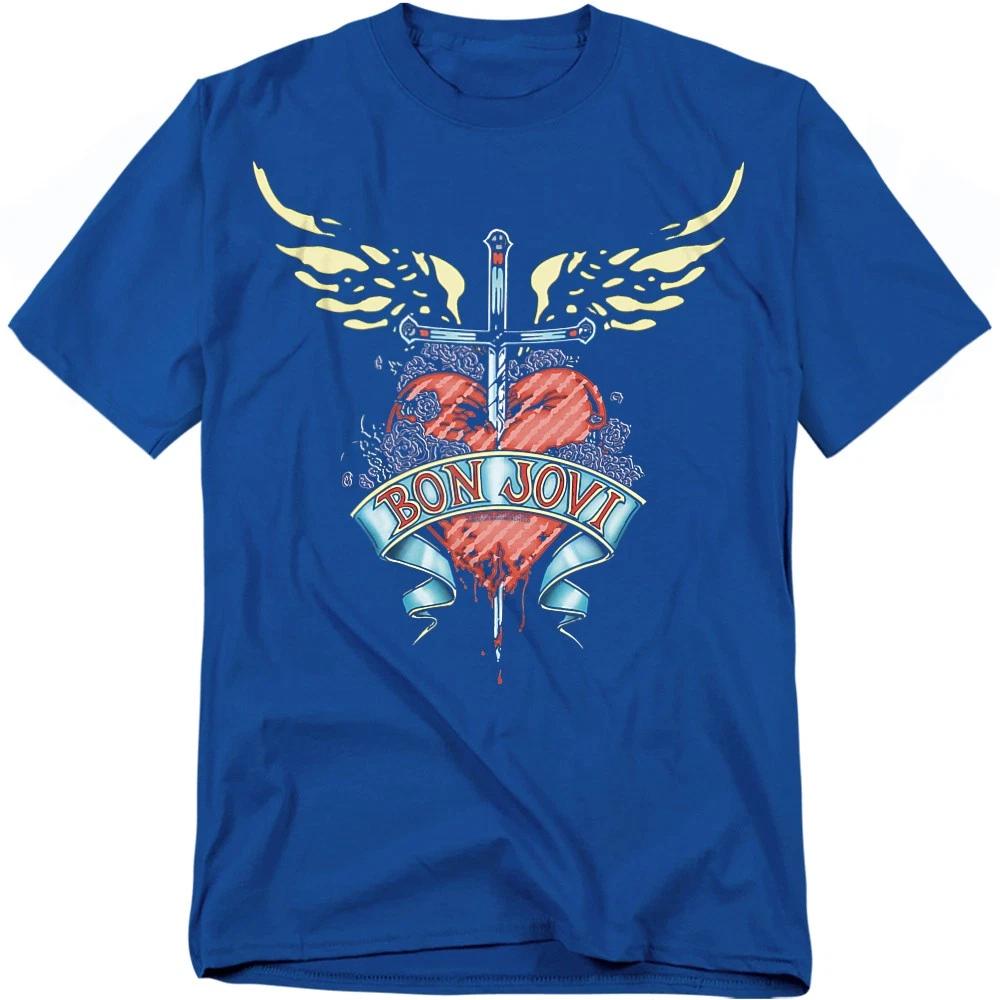 Bon Jovi Daggered 100% Cotton T-shirt Mens Tees Top S-4XL, Royal S