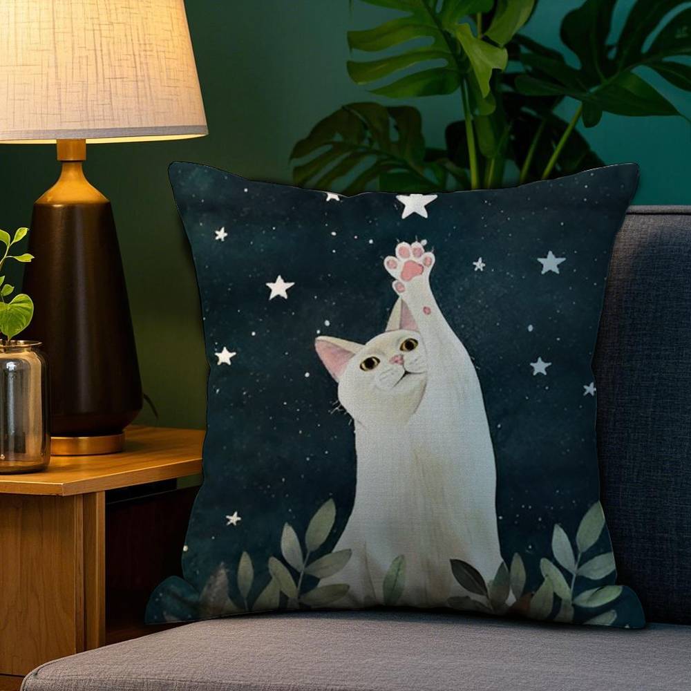 Anime Kwaii Plant CatS Pillow Case Plush Fabric Soft Double Sided Print Home Sofa High Quality Cushion Cover Throw