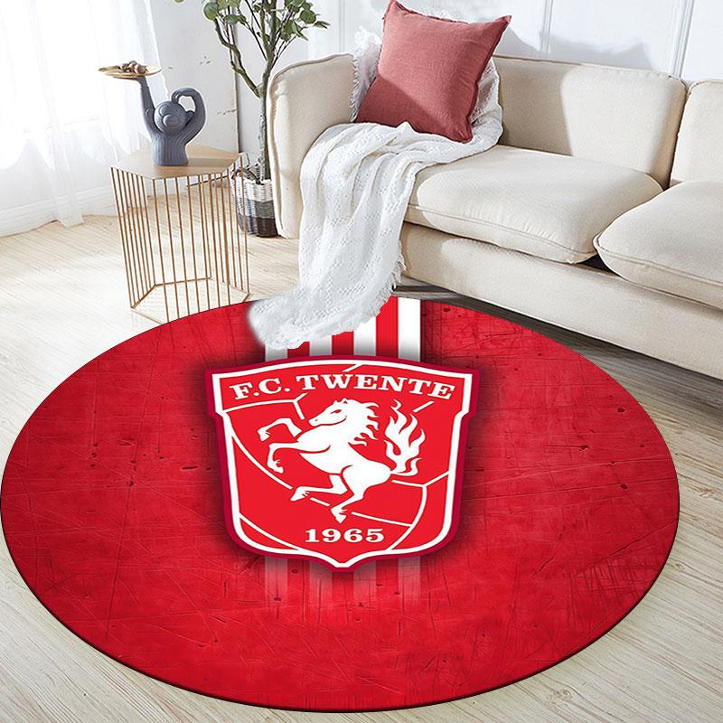 FC Twente,Tappeto Rotondo,Tappeto per Soggiorno Camera da Letto Divano Stanza dei Giochi Decorazione,Tappetino Antiscivolo