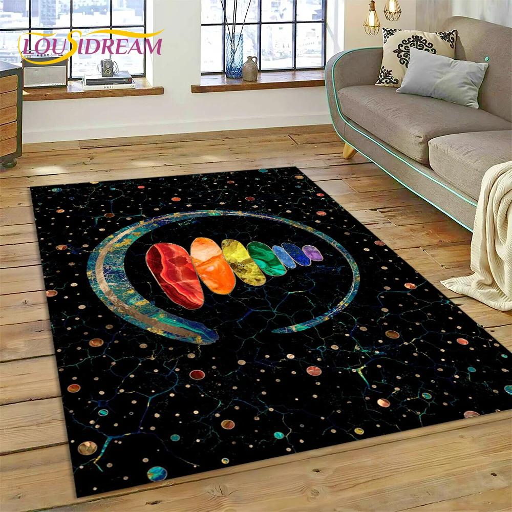 3D Yoga Zen Naturalize Meditation Rainbow 7 Chakra Area Rug,Carpet for Living Room Bedroom Sofa Doormat Decor,Non-slip Floor Mat