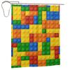 Building Blocks Construction Brick Shower Curtain Bathroom Polyester Waterproof Bath Curtains With Hooks
