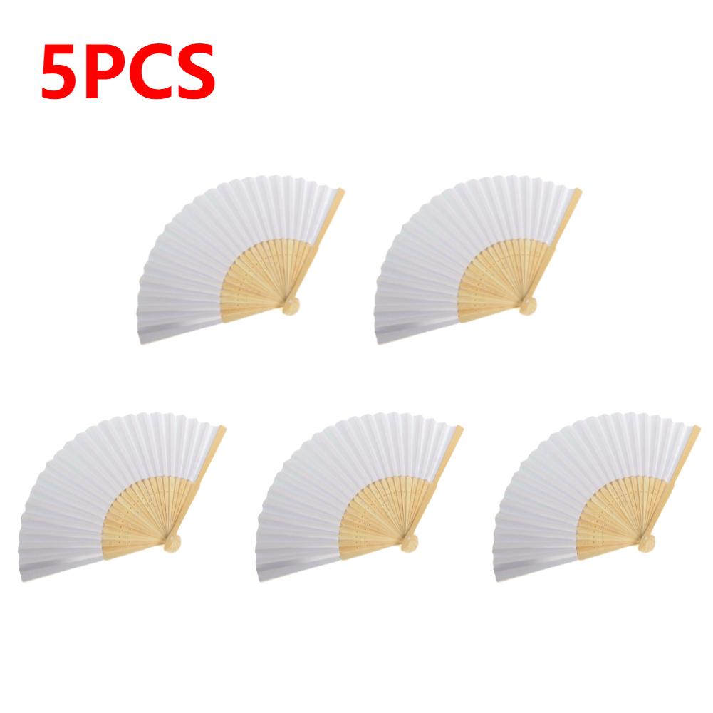 White Purple Foldable Paper Fan Portable Chinese Bamboo Fan Wedding Gifts For Guest Birthday Party Decoration Kids Painting