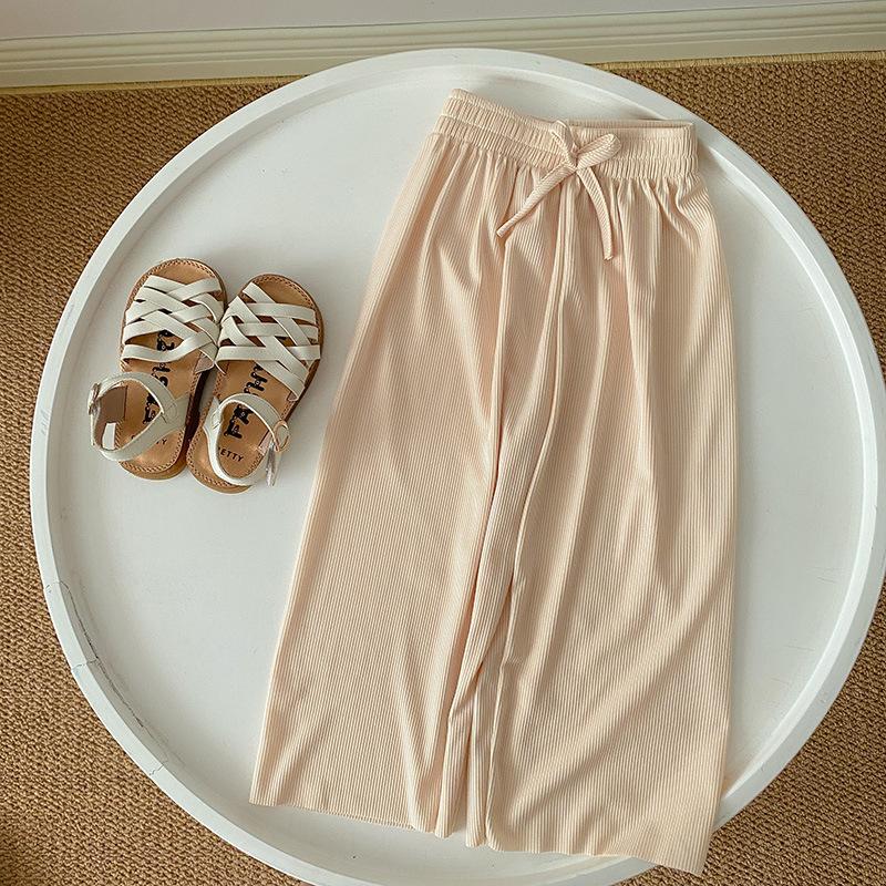 Girls' Ice Silk Wide Leg Pants Summer Korean Children's Loose Pants Baby Elastic Casual Pants
