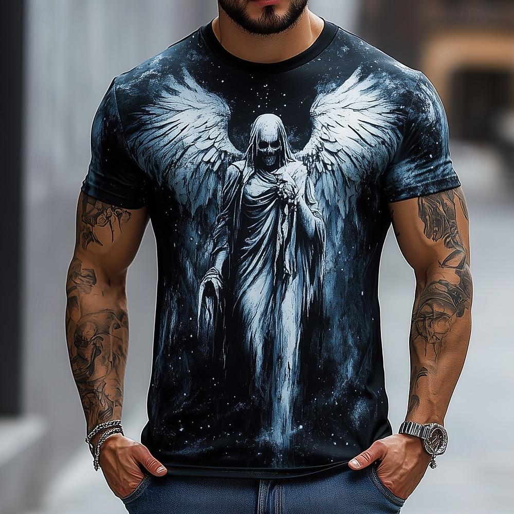 Angel 3D Print Men's and Women's Casual Short-Sleeve T-Shirt, Crew Neck, Fashionable, Trendy, Super Cool, New Men's Daily Clothing