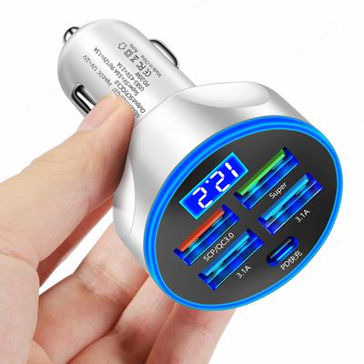 20W Car Charger 5 Ports Car Phone Charger PD QC3.0 Charger Adapter 5V 3.1A Fast Charging for iPhone Samsung for Huawei Xiaomi