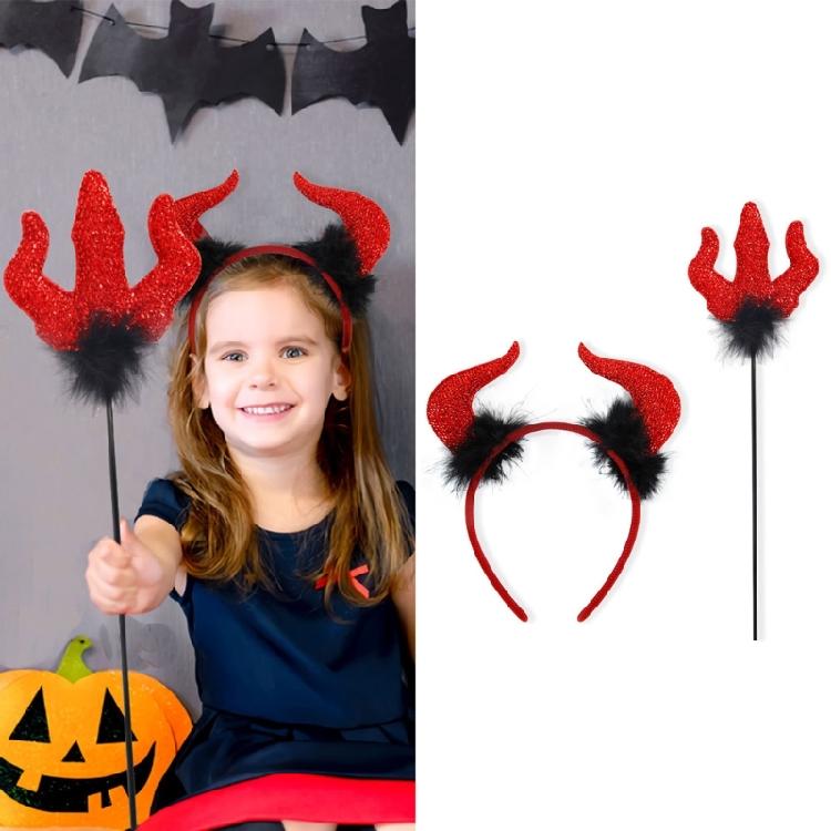 Devil Headband and Devil Wand, Halloween Devil Cosplay Accessories for Boy Girl Adult Cosplay Cosplay Carnivals