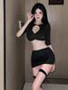 Sweet T Shirt Hot Sexy Korean Women  New Sexy Uniform Women'S Bandage White Crop Top Two Piece Skirt Set 59C0