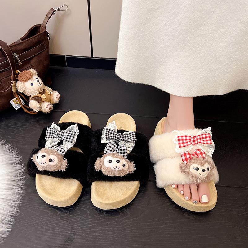 Vielseitige Cartoon-Animation Milch Huhu Mao Baotou Drag Damen Schuhe Herbst und Winter Mode Casual Stil Bequeme Hausschuhe