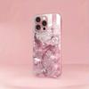 Pink Crystal Phoenix Pattern Metallic Paint Glass Hard Phone Case For iPhone 17 Air 17 16 15 14 13 12 11 Pro Max Plus 16E Cover