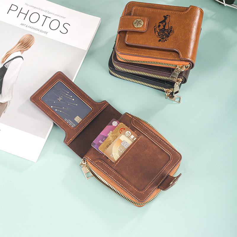 Men's Wallet, Retro Fashion Zipper Bag, Ultra-light and Large-capacity Multi-card Slot, Women's Bag, Thickened Card Holder