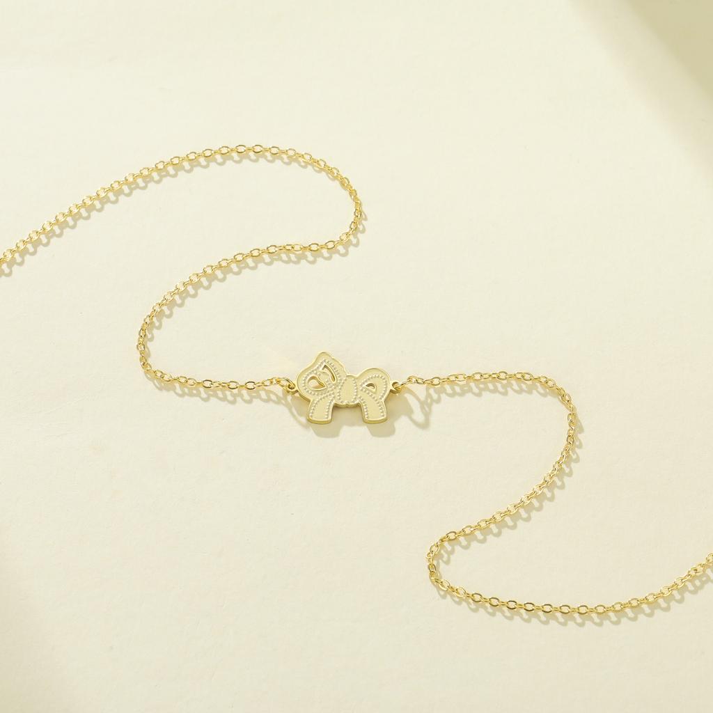 Romantic Bowknot Necklace Dainty Horse Pendant Necklace Cute Pony Necklace for Women Minimalist Animal Jewelry Gift for Her