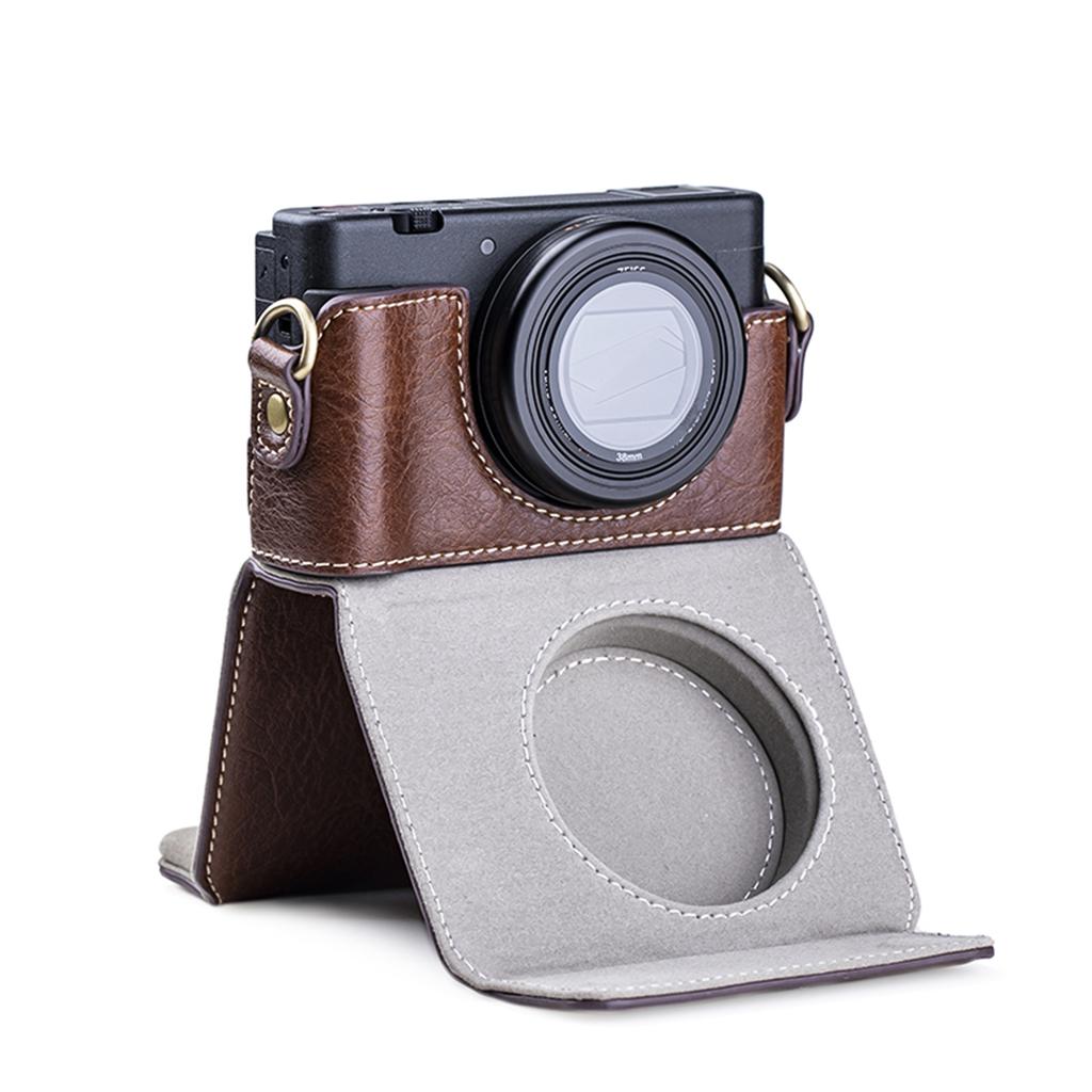 Digital Camera Protective Case PU Leather Camera Storage Bag with Removable Shoulder Strap