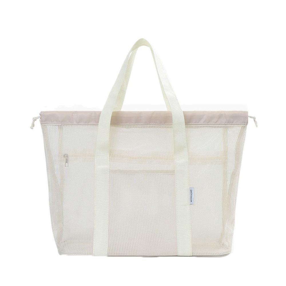Hand-held Beach Tote Bag Drawstring Cosmetic Organizer Case Durable Mesh Shower Bag  Men/women