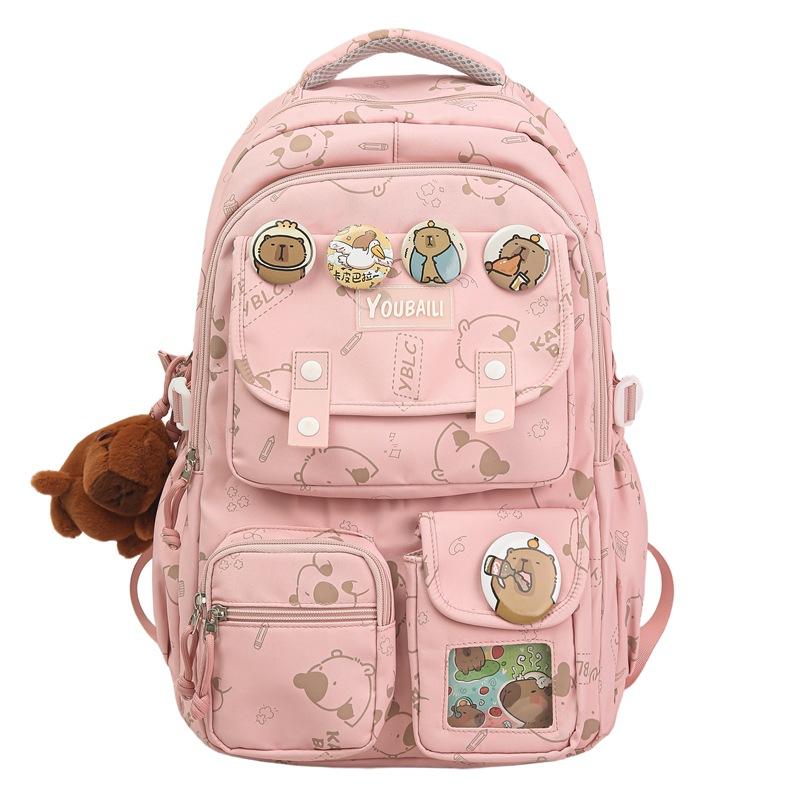 

Graffiti Middle School Student Schoolbag Large Capacity Lightweight Backpack розовый