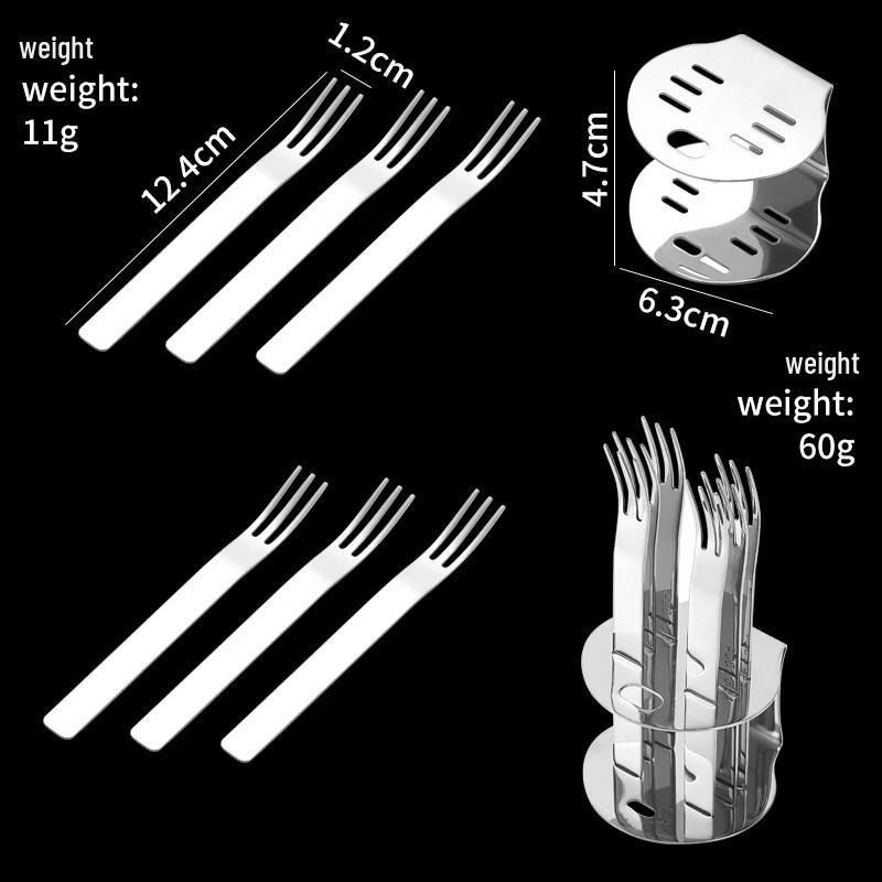 304 Stainless Steel Fruit Fork Set with Storage Rack