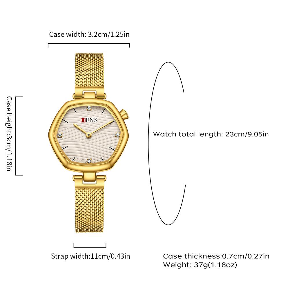 European Style Bestseller Ladies' Waterproof Quartz Wristwatch with Simple Polygonal Design and Mesh Strap - Model 1642