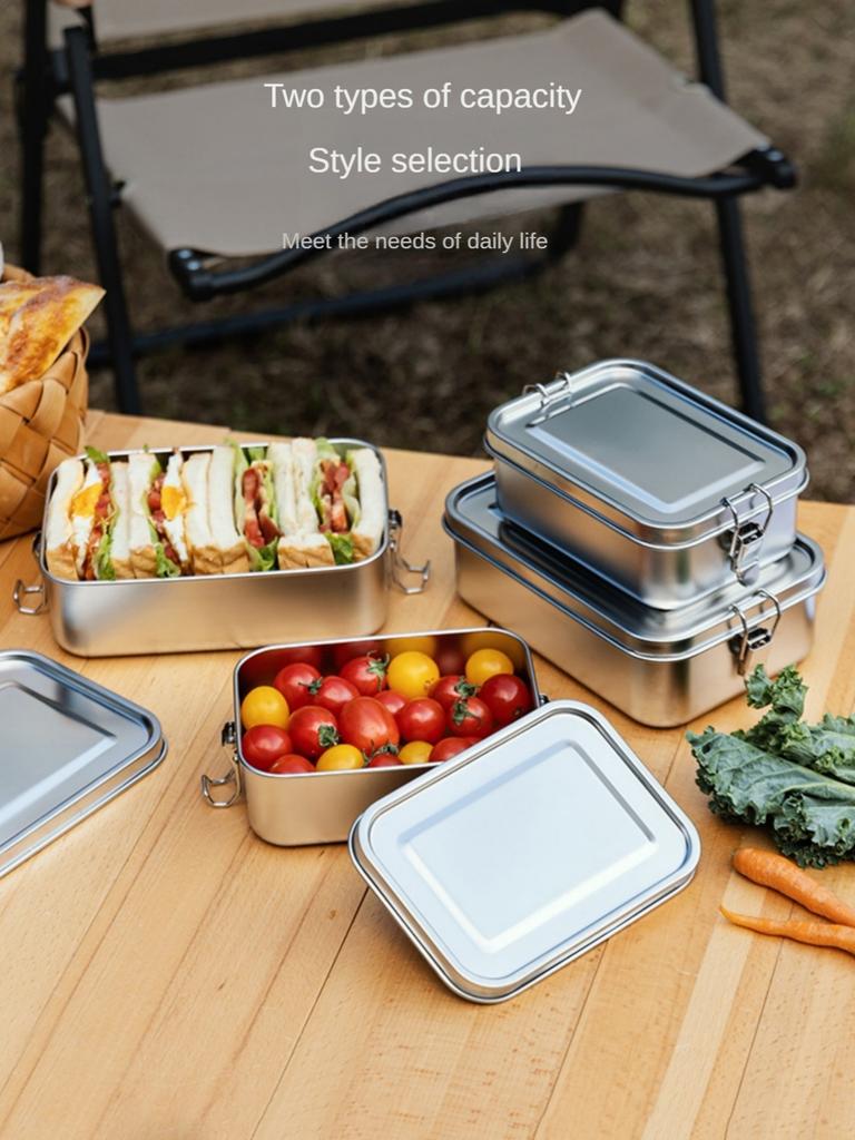 Stainless Steel Square Lunch Box Sealed Insulation Bento Box Lunch Box Canteen Large Capacity Compartment Lunch Box