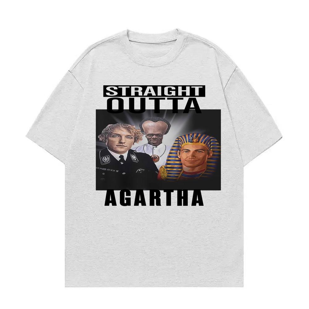 Straight Outta Agartha Funny Meme Printed T Shirt Men Women Clothing Cotton Fashion Hot Sale Tshirt Oversized Tshirt Streetwear