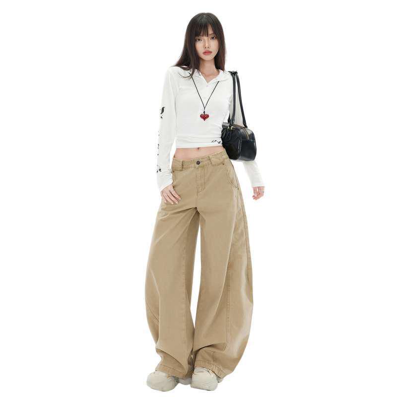 Women's American Retro Patchwork Wide-Leg Cargo Pants