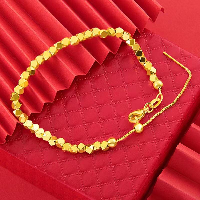 

Vietnam Sand Gold Adjustable Broken Gold Bracelet - Minimalist Birth Year Jewelry