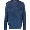 Polo Solid Logo Embroidered Crew Neck Long Sleeve Knit Sweater Men Sweater Blue 710775885-009