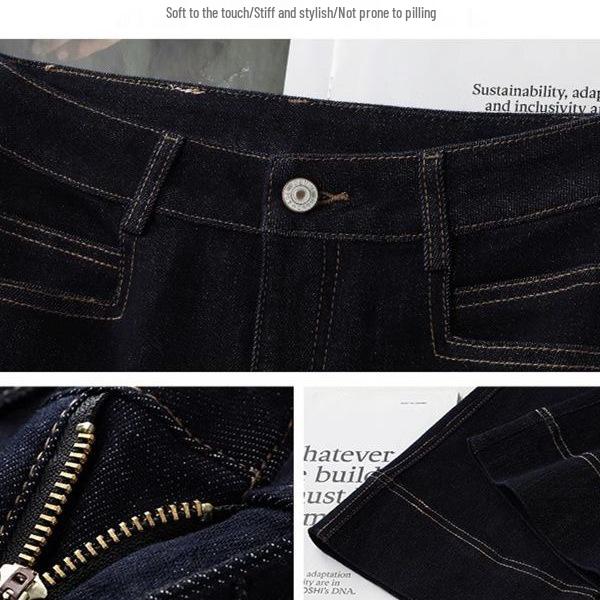 Damen Jeans mit Hoher Taille, Blaue Denim - Frühling/Sommer 2026, Petite, Schlank, Neun-Zehntel, Gerade Weiter Bein