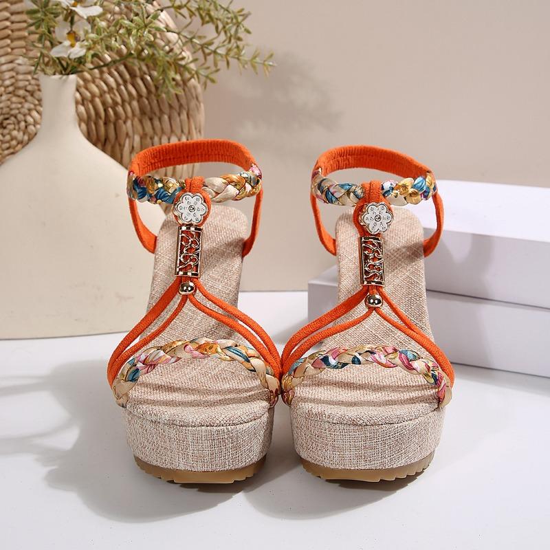 Scarpe Estive da Donna con Zeppa, Sandali da Donna Casual Taglie Forti con Trecce e Punta Aperta