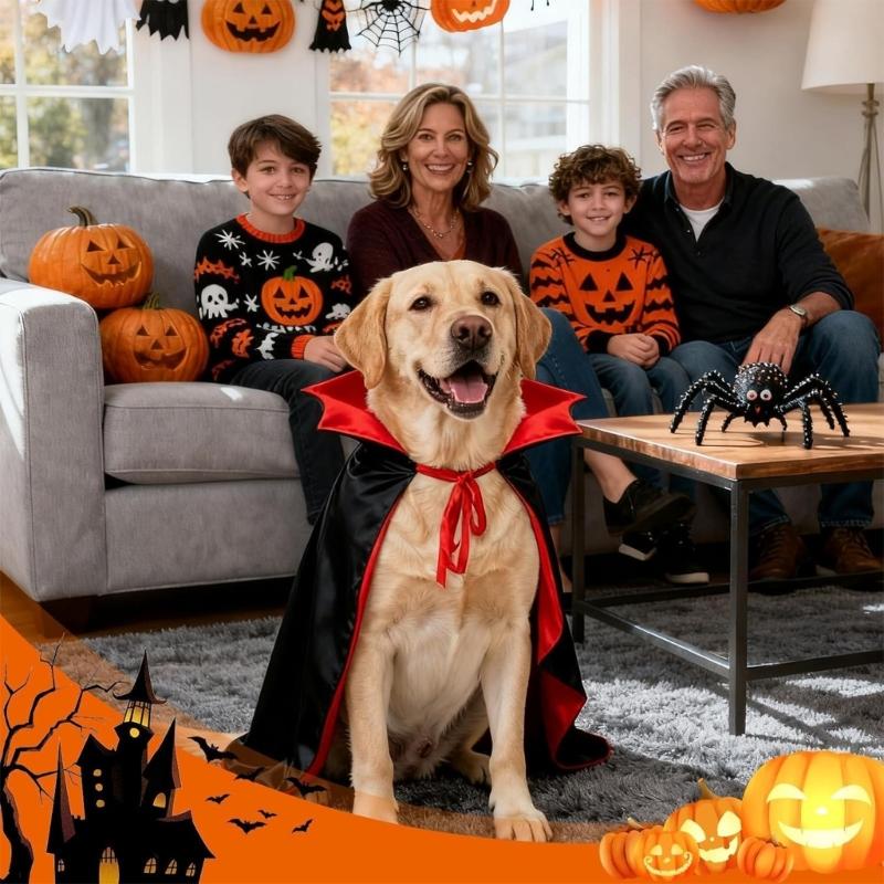 Holiday Pet Vampires Cloak Halloween Pet Costume With Adjustable Neck Tie For Small To Large Dog Festival Dressingup Capes