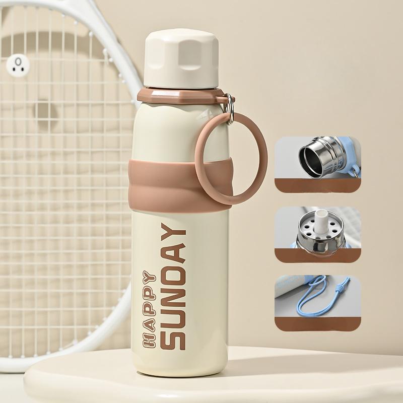 Stainless Steel Thermos Cup Large Capacity Water Cup Women's New Children's School Special Straw Cup Boys