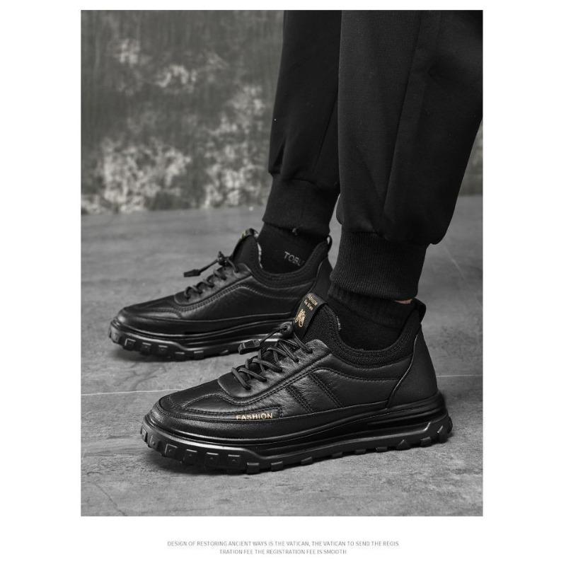 Men Winter Thickened Fleece Casual Soft Sole Elderly Cotton Padded Leather Shoes