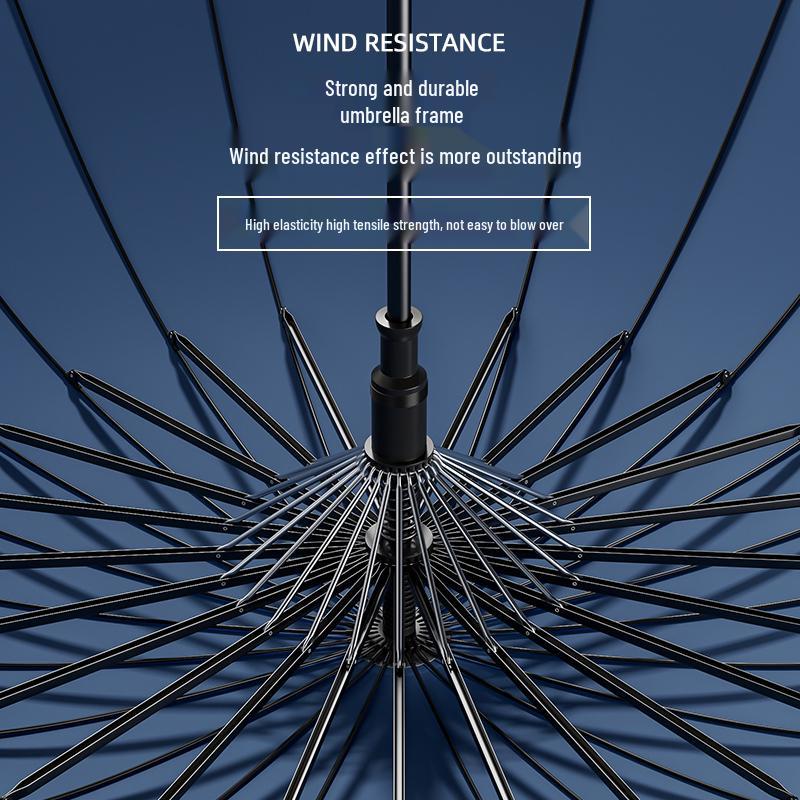 Windproof Double Canopy Umbrella with 24 Ribs and Long Handle