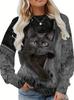 Vintage Fall Women Sweat Shirts 3D Funny Cat Print Unisex Women Top Casual Tee Y2k Long Sleeve Streetwear Unisex Pullover