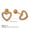 Fashion Light Luxury Gold Love Diamond Earrings Stainless Steel Gold Plated Hollow Design Earrings Women