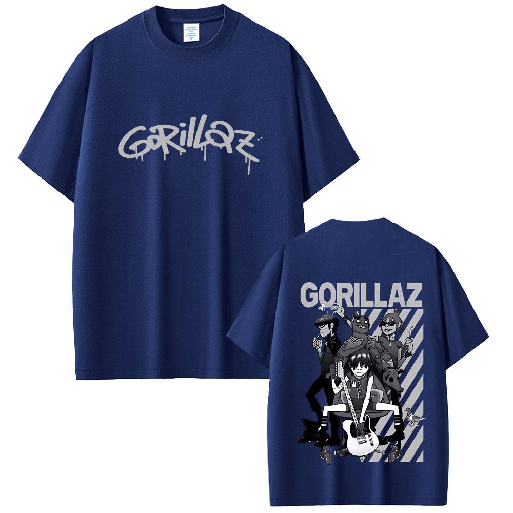 Limited Rock Band Gorillaz Print Tshirt Men Women Hip Hop Gothic Oversized Streetwear Mens Casual Vintage Short Sleeve Tshirt