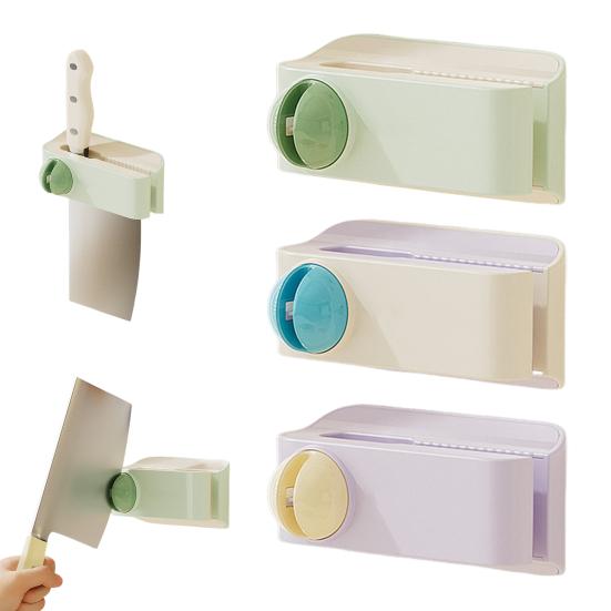 Držák na nože s vestavěnou ostřičkou 2 v 1 Nástěnný lepicí stojan na nože Kuchyňský držák na kuchařské nože