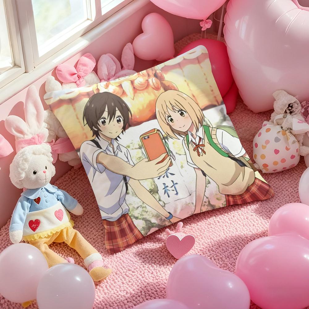 Asagao to Kase-san Cushion Cover Pattern Printed Pillowcase for Living Room Sofa Cushion Cover & Bedroom Decor