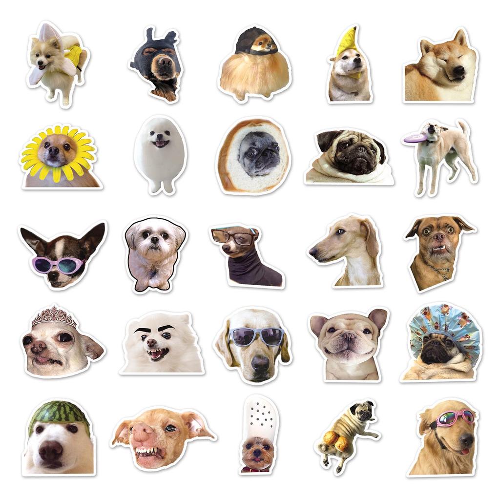 50pcs Cute Dog Emoji Stickers for Pets & Cars - Fun Graffiti Style