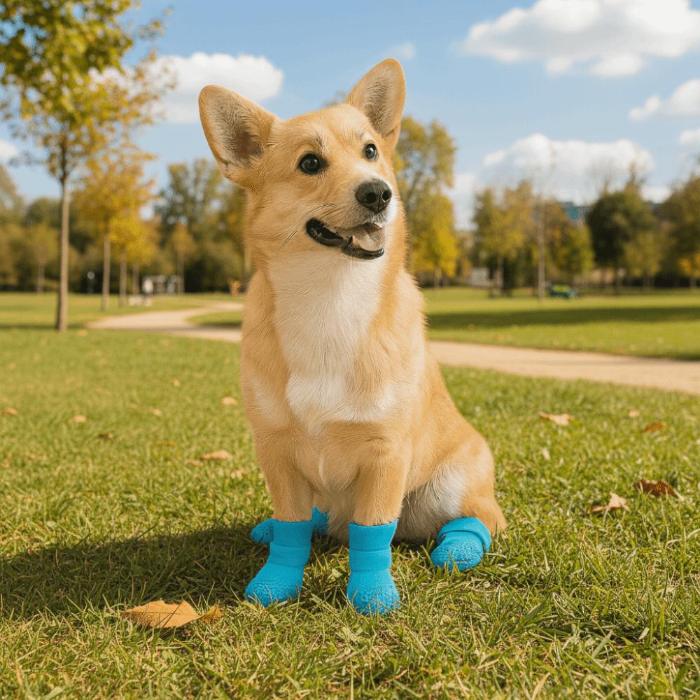 4pcs/set Adjustable Non-Slip Dog Shoes Wear-Resistant Waterproof Dog Boots  Indoor Outdoor