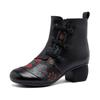 Ethnic Style Women's Shoes New Winter Padded Warm Cotton Shoes Thick with Soft Bottom Head Layer Cowhide Middle-aged Boots