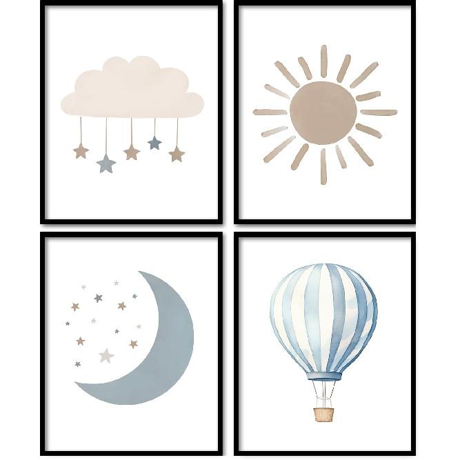 foedor Dinosaur Nursery Decor Wall Art Prints Set of 4, Dinosaur Wall Decor for Boys Room,Dinosaurs Wall Decor Posters for Boys Kids Room Playroom белый