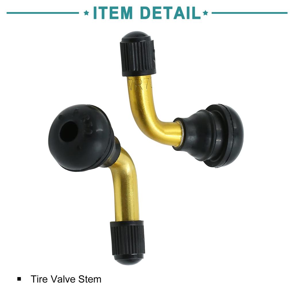 ACROPIX Tubeless Tire Rim PVR70 Tire Valve Stem 135 Degree Snap In Base Universal Gold Tone Black 2 Pcs