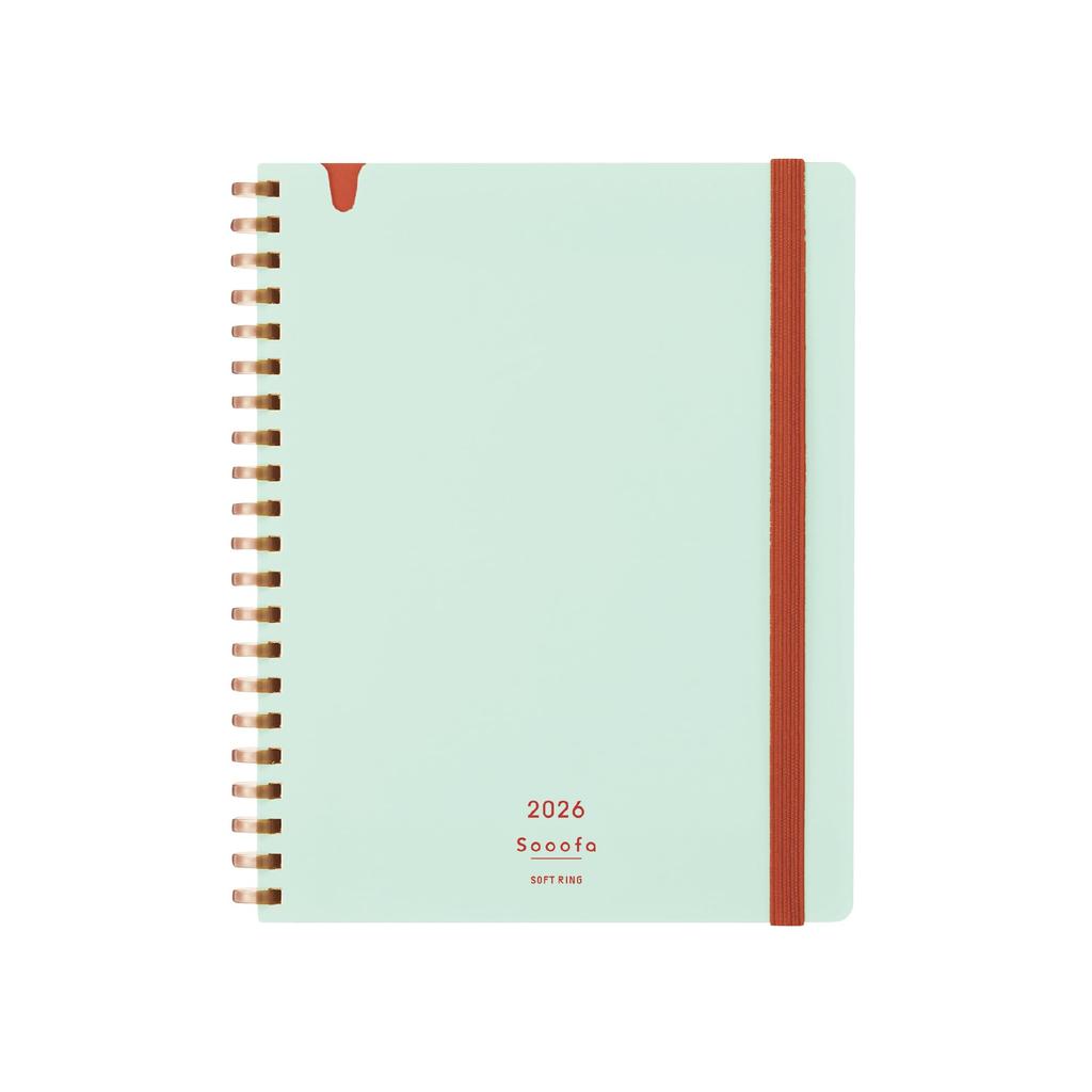 Kokuyo 2026 Sooofa Soft Monthly B6 Light Starts December 2025 Diary, Ring, Block, Variant, Green, Ni-SSMNLG-B6-26,