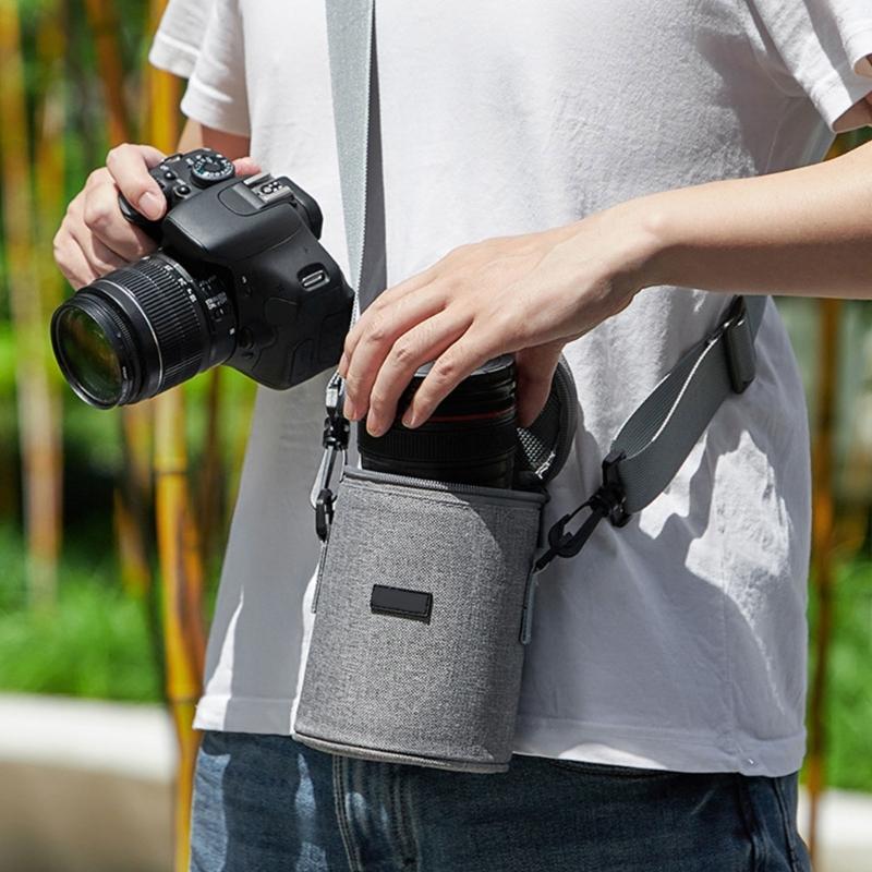 Portable Lens Storage Bag Cylindrical Design Featuring Oxford Cloth Protect Equipment from Scratches and Moisture