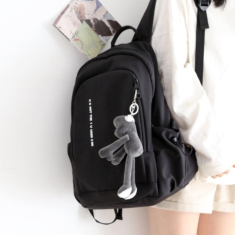 Schoolbag Customized Large Capacity School Bag Women's Lightweight Solid Color Fashion Versatile Junior High School Student Travel Backpack Men