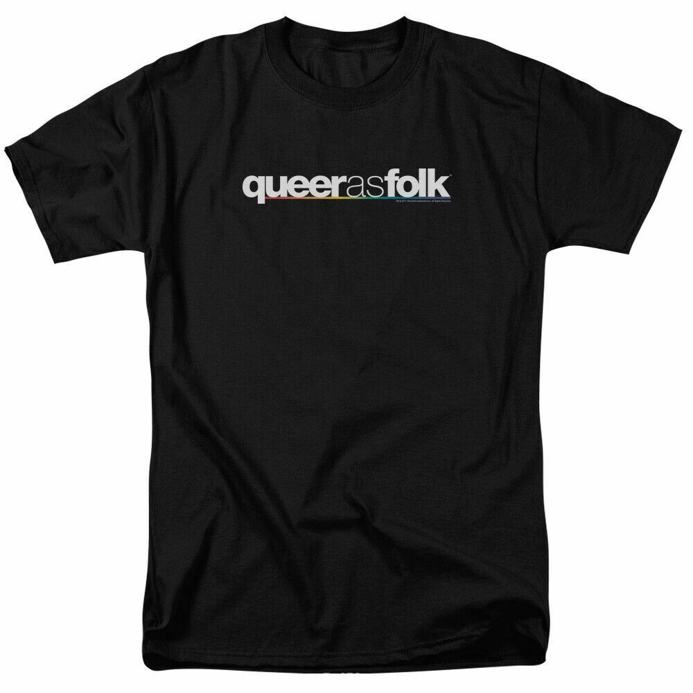 Queer As Folk Logo T-Shirt Herren Lizenziert Klassische TV-Show Pride T-Shirt Schwarz