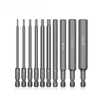 10Pcs 1.5-12mm 1/4 Inch Hex Head Allen Wrench Screwdriver Drill Bit Set Magnetic Tip 100mm S2 Steel Metric Hex Key Screwdriver