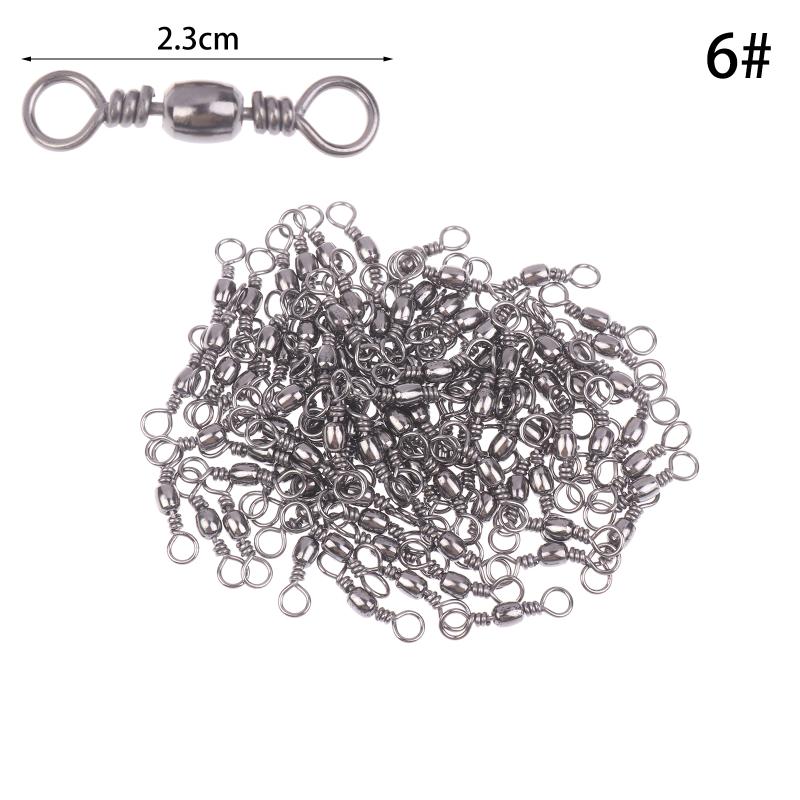 100Pcs Fishing Rolling Swivel Snap Drag Stainless Steel Fishhooks Barrel Swivel Fishing Line Connector Saltwater Freshwater