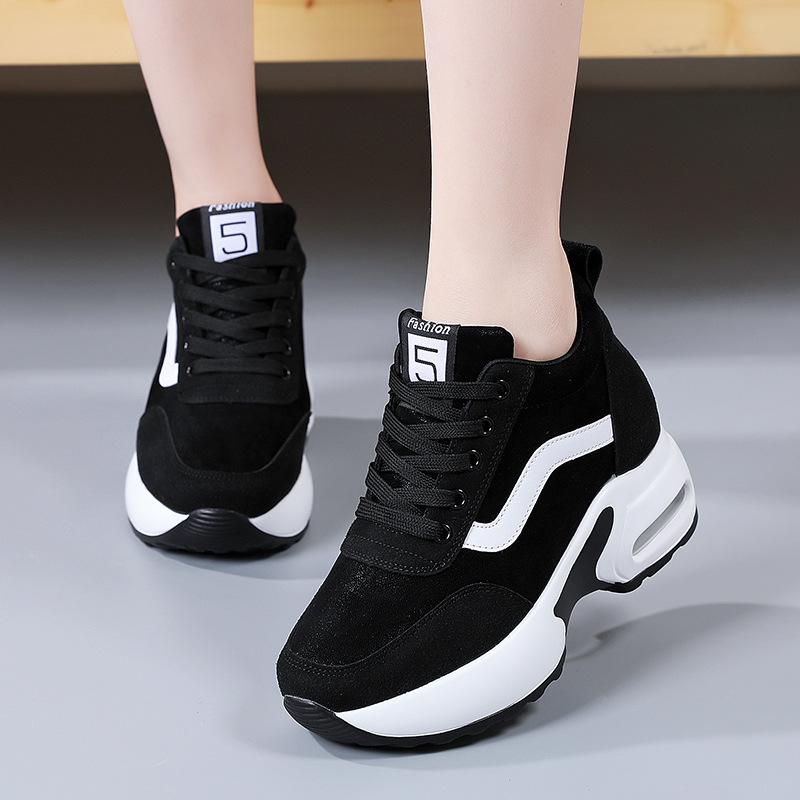 

Fashion Women Sneakers Height Increase internal Cushion High Heeled Sports Shoes Ladies Female Footwear Chunky Tennis Trainer Designer 36(Foot 23cm) чёрный
