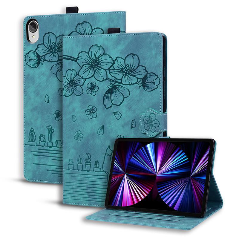 Tablet Case Funda For Lenovo Tab P11 Plus Case 11" Emboss 3D Flower Cat Wallet Tablet Shell For Lenovo Tab P11 Case Tb J606f J606l J616f