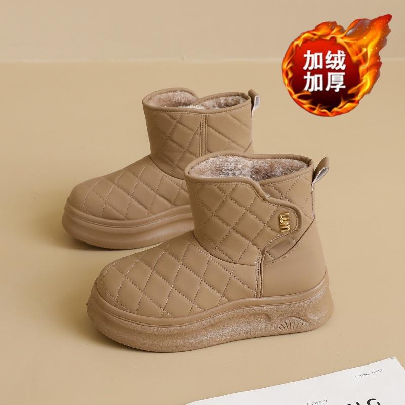 Fleece snow boots winter new thickened warm cotton shoes thick sole heightening large cotton short boots cotton boots